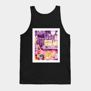 Red Panda and Cockatiel Video Game Sleepover in Watercolor Tank Top